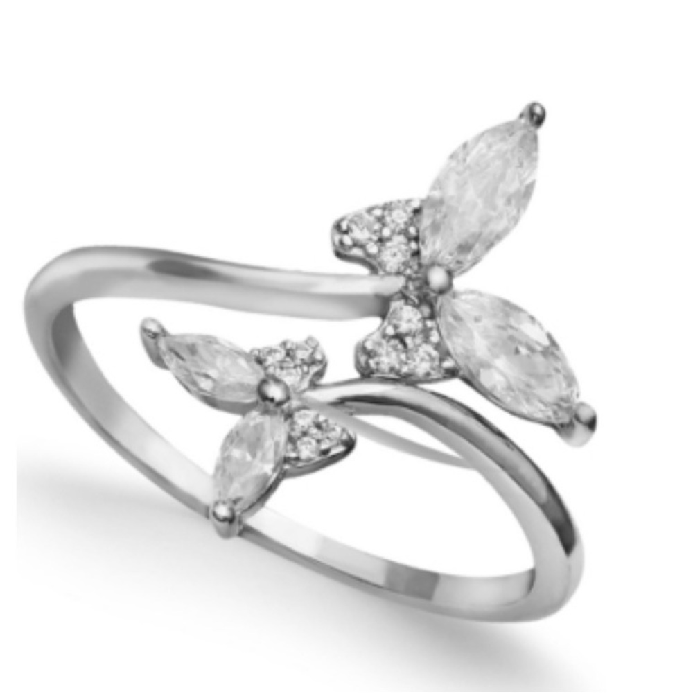 NWT Giani Bernini Cubic Zirconia Butterfly Bypass Ring in Sterling Silver